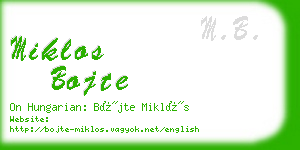 miklos bojte business card